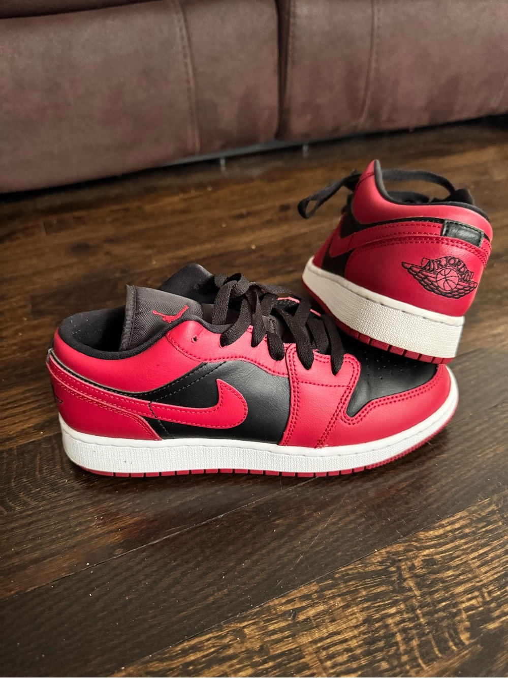 Air Jordan Red and Black Low-Top Sneakers